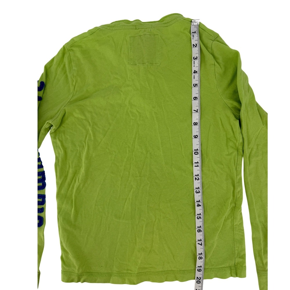 Abercrombie Y2K Boys Lime Green Henley Long Sleeve Shirt Muscle Fit Medium M - Picture 7 of 7